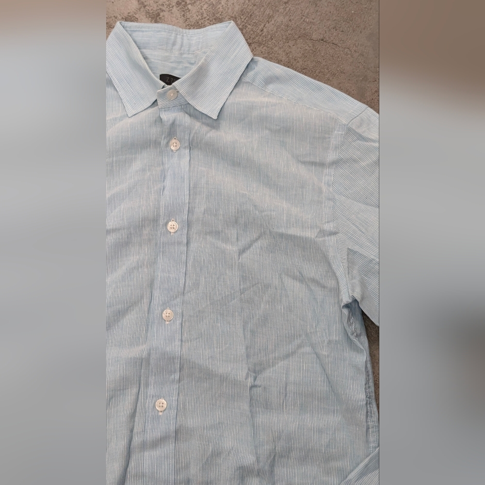 Z Zegna Light Blue Striped Shirt, Small